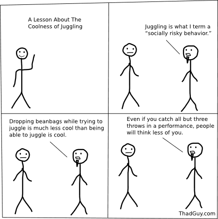 Juggling is a socially risky behavior