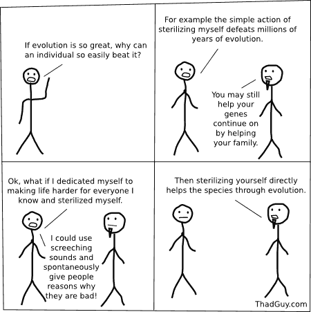 If evolution is so great, why can an individual so easily beat it?