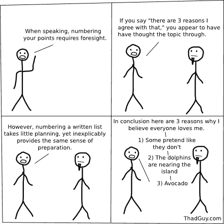 when speaking, numbering your points requires foresight