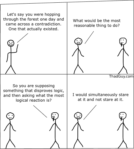 Lets say you were hopping through the forest one day and came across a contradiction