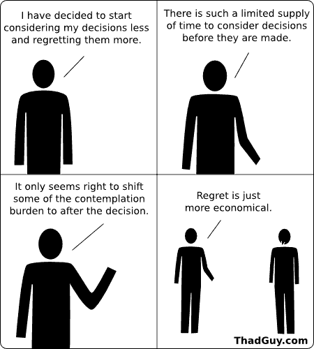 I have decided to start considering my decisions less and regretting them more